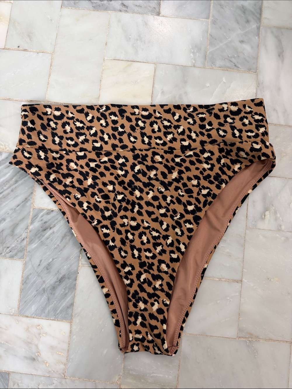 Aerie Leopard High-Waist Bikini Bottoms - Brown Black Cream